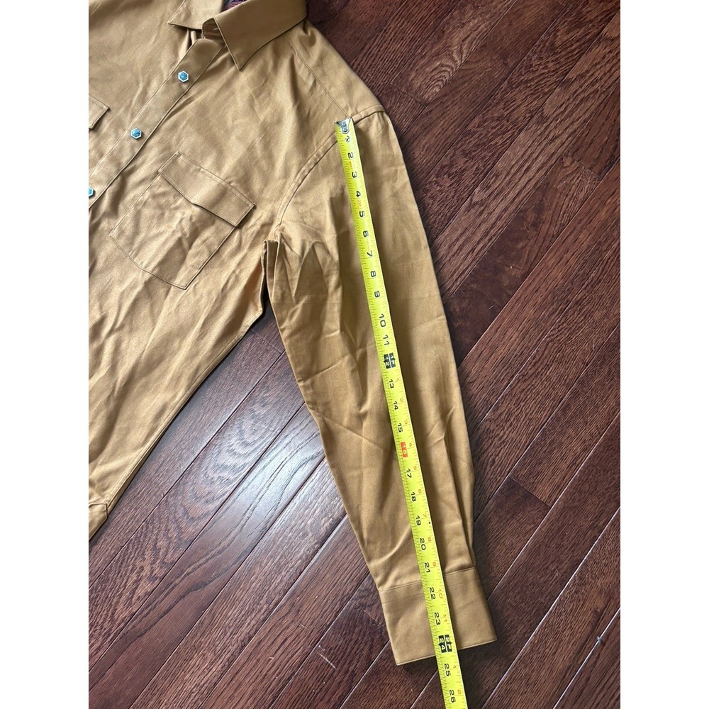 NWT Acorn By Bob Goldfeder Small Western Button Down Brown Turqoise Snap Buttons - Picture 8 of 9